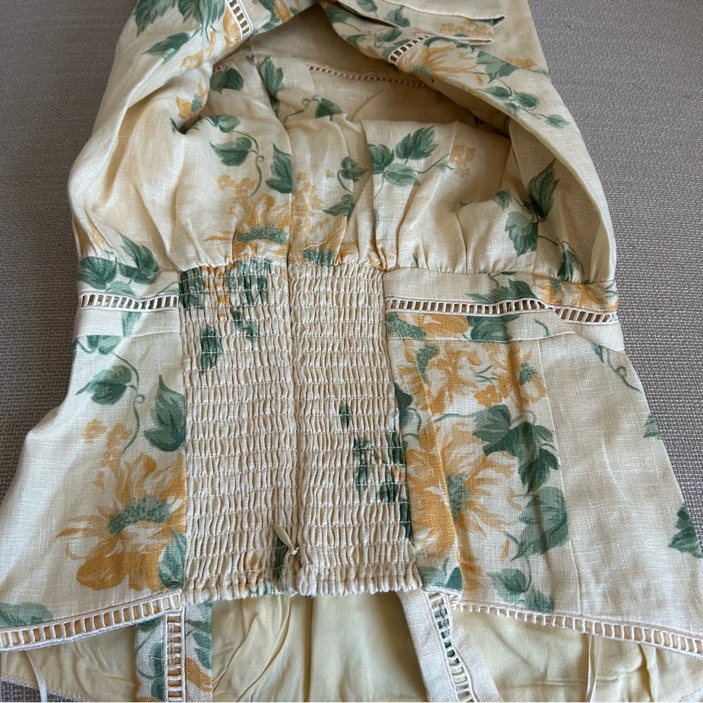 BEST Reformation Everett Linen Midi Dress Radiance Yellow Floral Wedding Casual - Picture 8 of 11